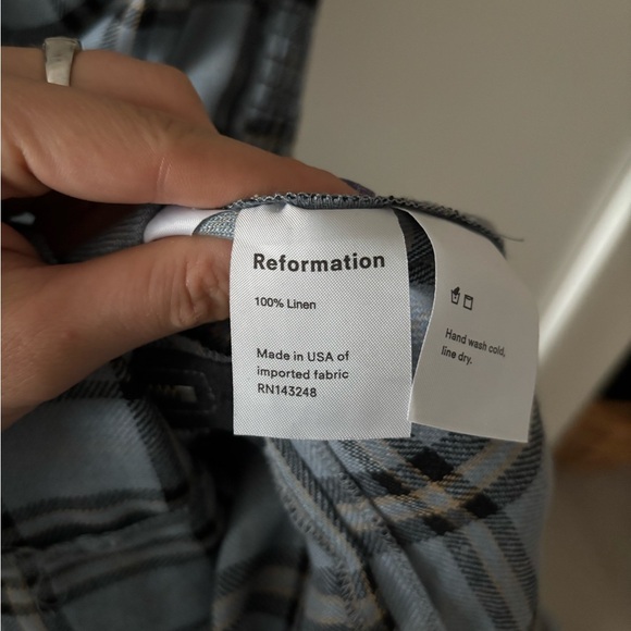 Reformation Bonita Plaid Mini Dress NWOT • Linen • Ruffle • Scandi - Picture 8 of 10
